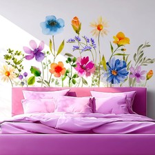 Flower Wall Decals Peel and Stick - Large Colorful Floral Vinyl Wall Stickers...
