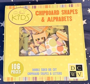 DCWV EM-025-00005 Nana's Kids Chipboard Shapes and Alphabets