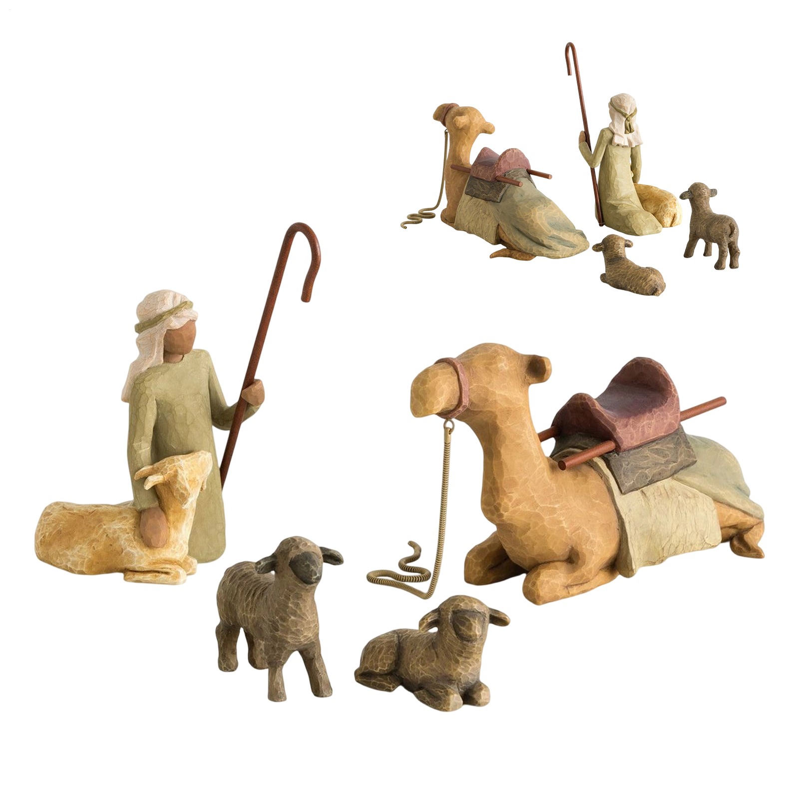 Set Of 4 Religious Nativity Manger Set Shepherd & Nativity Animals Figures Set 
