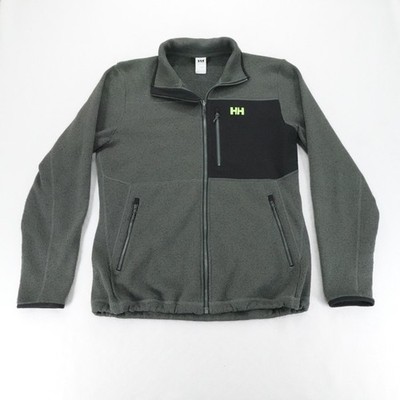 Helly Hansen Fleece Jacket Mens Large Gray Full Zip Mock Neck Chest Pocket