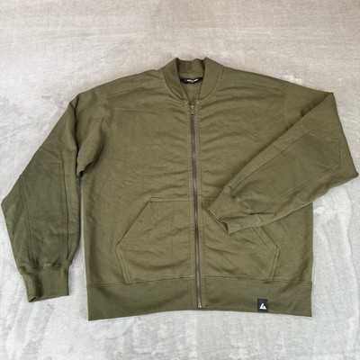 American Giant Moto Full Zip Sweatshirt Mens Medium Deep Olive $138 USA New NWOT