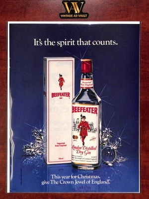 Beefeater Gin Vintage Print Ad - It's The Spirit That Counts - Image 1 of 2