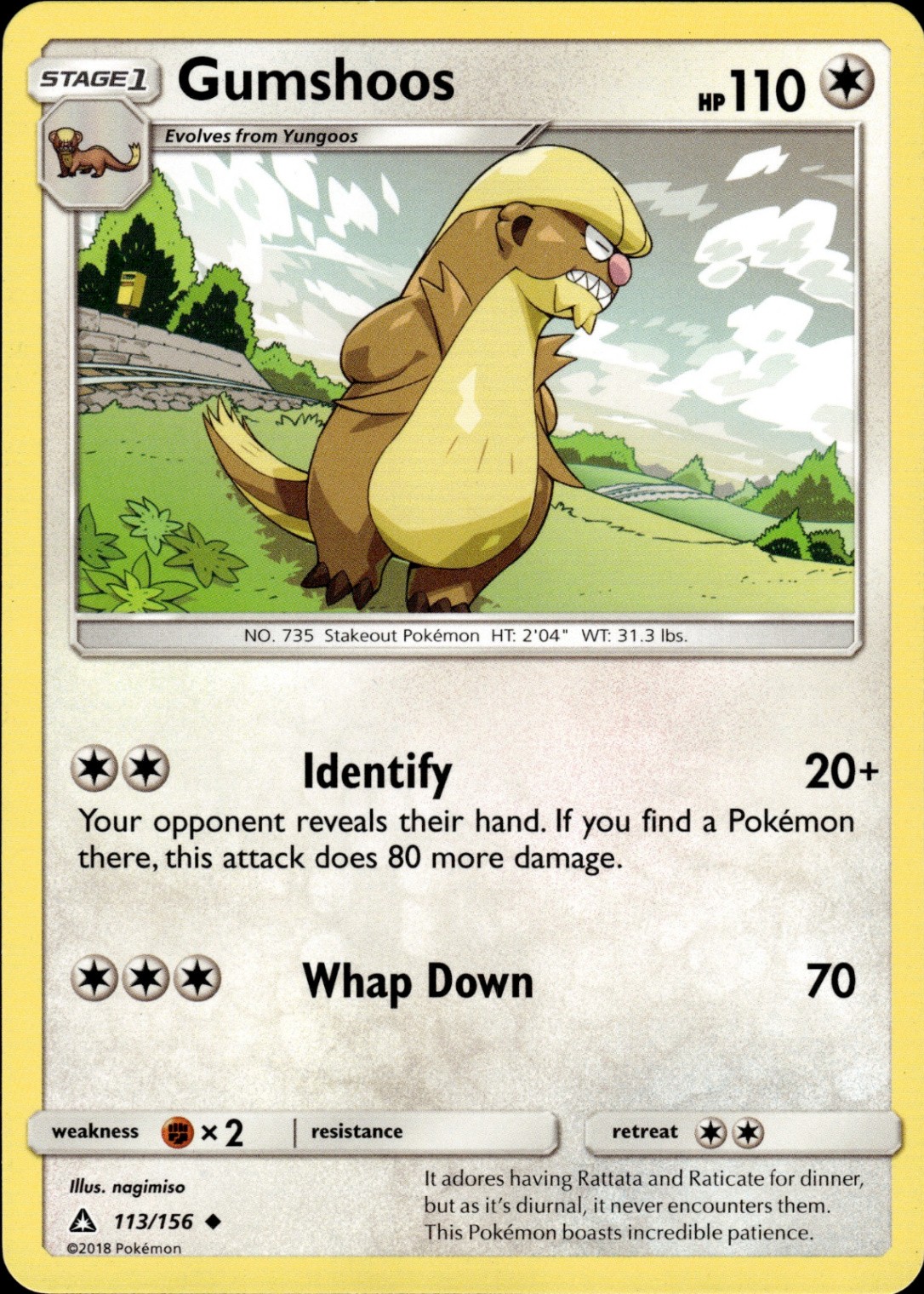Pokemon TCG Card Gumshoos SM - Ultra Prism 113/156