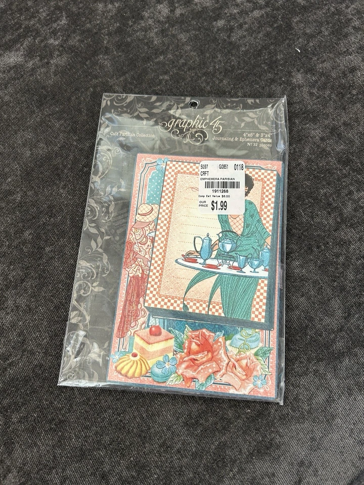 Graphic 45 Cafe Parisian Patterns and Solids Chip board Sticker Sheet + - Image 4 of 4