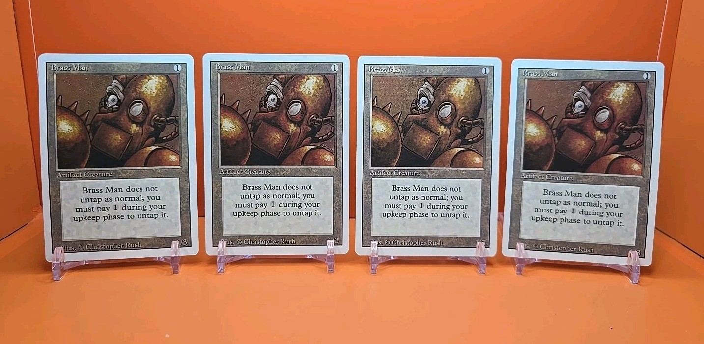 🟤🟤🟤 (4) 1994 Magic The Gathering BRASS MAN REVISED 3RD EDITION PLAYED 🟤🟤🟤3
