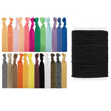 Fabric Hair Ties Set: 60 Pieces - Elastic Ribbon Knotted Ponytail Holders, No Da