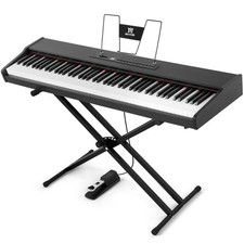 Black 88 Key Electric Digital Piano Semi Weighted Stand, Pedal, MIDI USB, Bag