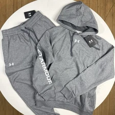 Under Armour Men Size Medium Gray Hoodie Sweater & Pants Fleece Set New M