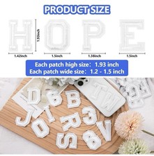 72 Pcs 1.93  WHITE Embroidered Patches Iron On Letters and Numbers Patches