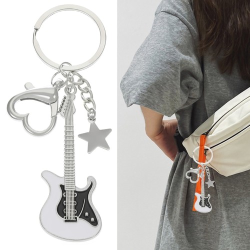 Guitar Love Heart Star Keychain Harajuku Y2K Sweet Cool Trend Hanging Pendant - Photo 2 sur 11