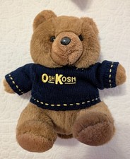 OshKosh Plush Teddy Bear With Navy Knit Sweater  Embroidered Logo 8 Inches