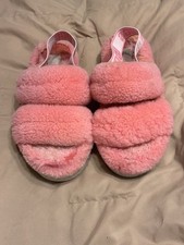 UGG Fluff Yeah Punk Slide Pink Fuzzy Slippers Women's Size 8