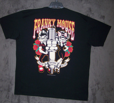 Franky Mouse Shirt Adult 3XL XXXL Black Graphic Biker Hot Rod Tattoo Motorcycle