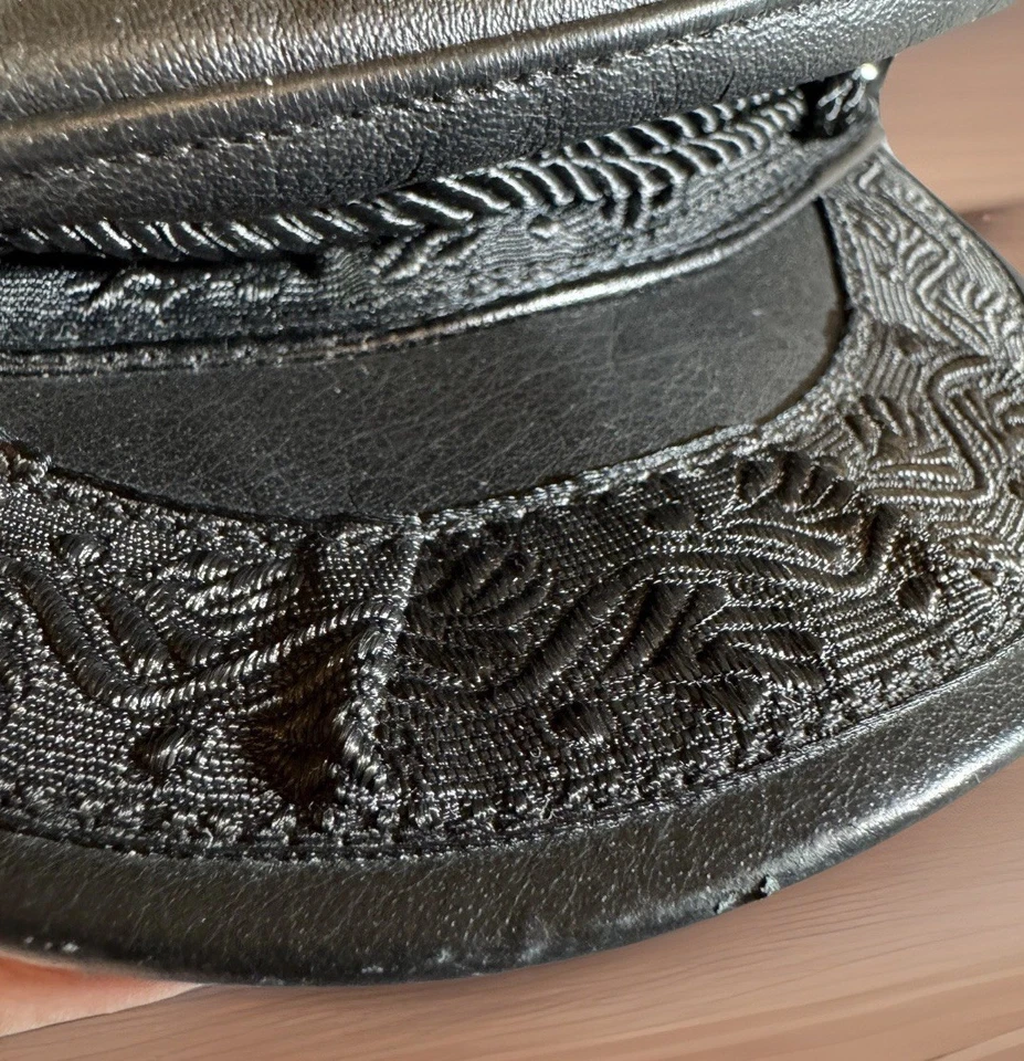 Gorra vintage GREEK FISHERMANS para hombre X-grande negra cuero genuino violinista sombrero EE. UU. Foto 4 de 4