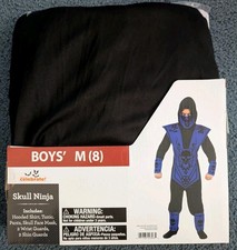 Halloween Costume Boys Skull Ninja Blue Medium 8 New
