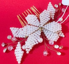 2.5x4      Bridal hair comb White Beads Floral hair Decorative Hair Accessories