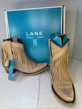 LANE Senita Falls Cowboy Boots Bone 9 Fringe NEW WITH BOX