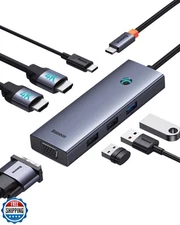 Docking Station Dual Monitor, Baseus 7 in 1 Laptop Docking Station 3 Monitors