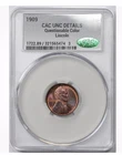1909 Lincoln Cent, CACG UNC details