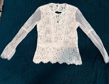 Lucky Brand Womens White Floral Lace Sheer Ro...