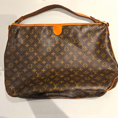 Louis Vuitton Monogram Shoulder Bag Brown Adjustable Strap Gold Hardware Pockets