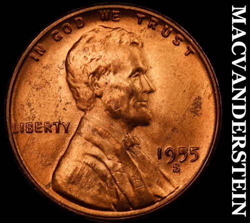 1955-S Lincoln Wheat Cent- Choice Gem Brilliant Uncirculated Luster #J1373