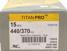QTY:1 TitanPro TOCF15 HVAC Round Motor Run Capacitor 15 MFD/UF 440/370 Volts