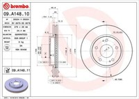 2X Brembo 09.A148.11 Bremsscheibe FüR Mitsubishi