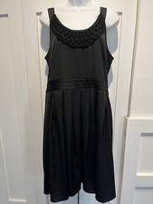Ann Taylor Loft Black Fit & Flare Halter Dress Ribbon Tie Neck Sleeveless   14
