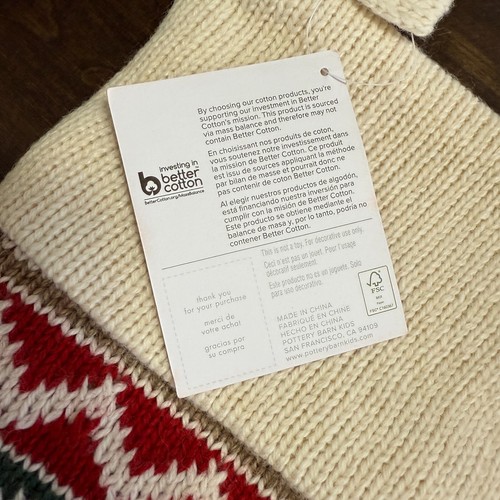 POTTERY BARN KIDS REINDEER CLASSIC FAIR ISLE CHRISTMAS STOCKING ~ NO MONO - Picture 5 of 7