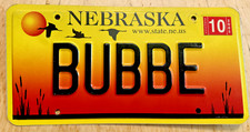 COLORFUL NEBRASKA GRAPHIC VANITY LICENSE PLATE " BUBBE " GRANDPA POPS GRAMPS