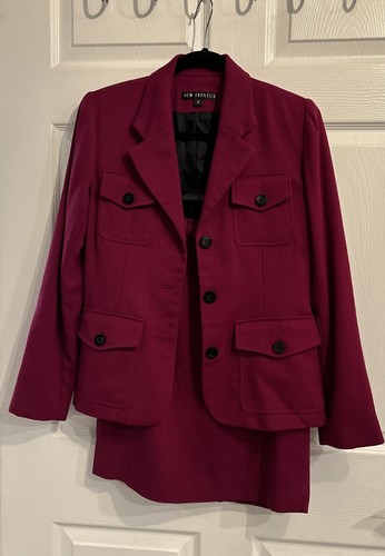 New Frontier Skirt Suit Woman’s Raspberry Skirt Suit Size 4 VGC - Picture 2 of 12