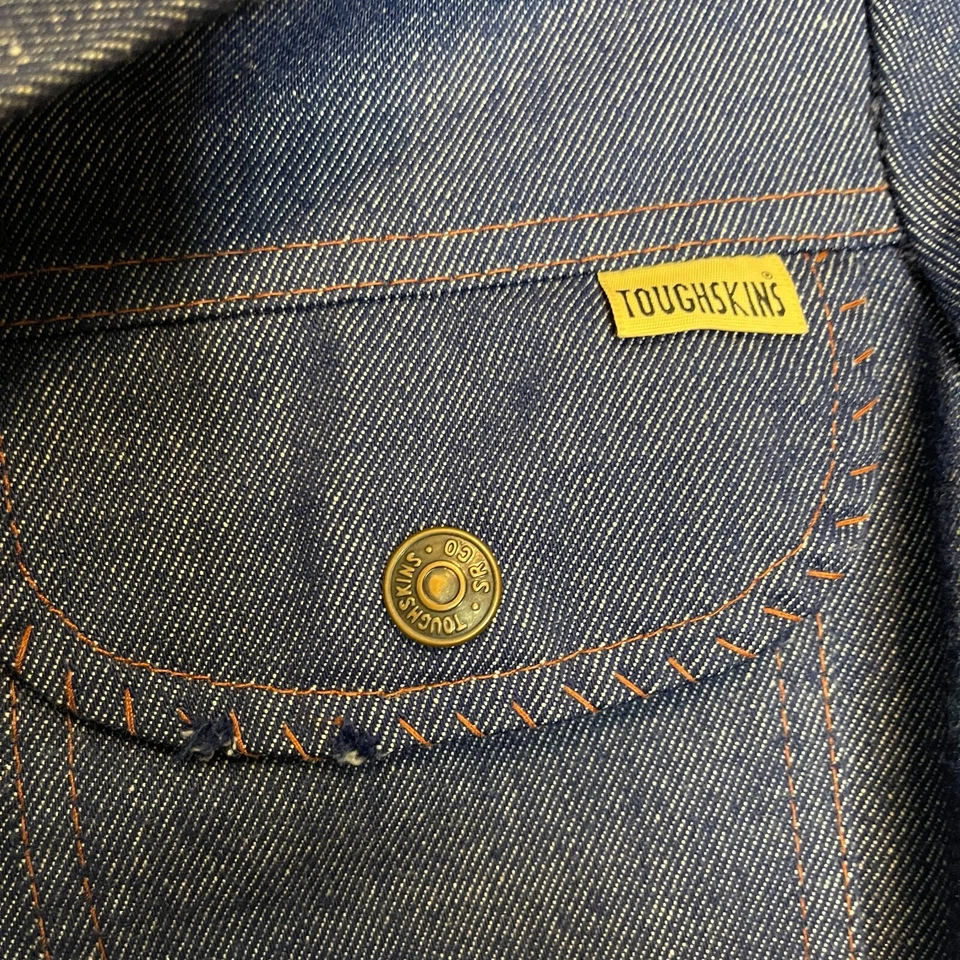 Top De Colección Años 70 Sears Niñas Piel Resistente Niña en Crecimiento Denim Oscuro Botón a Presión 8 Foto 4 de 4