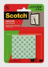 Scotch MOUNTING SQUARES White 16 pcs Double-Sided Foam Tape Strong Bond 111P NEW