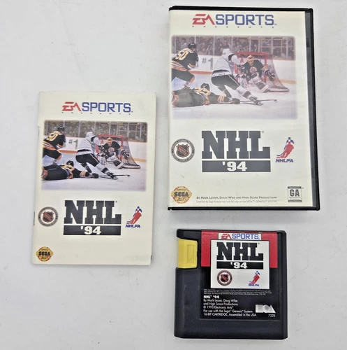 NHL '94 (SEGA Genesis, 1993) CIB Complete w/ Manual EXCELLENT, Works