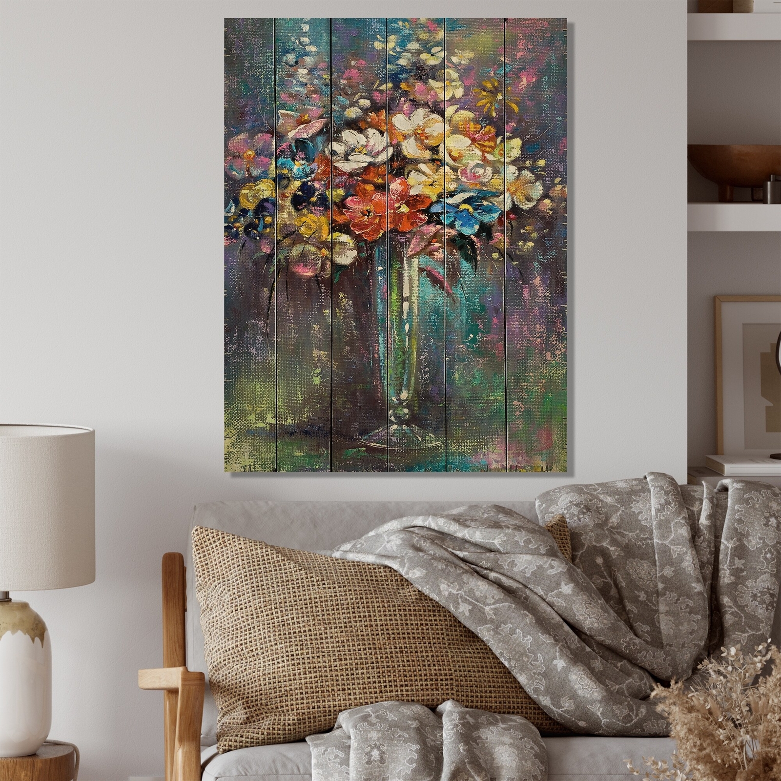 Designart 'Vintage Bouquet Of Flowers VI' Traditional Wood