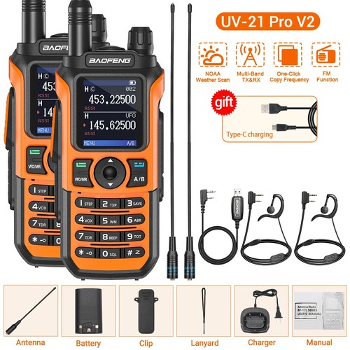 2 szt. UV-21 Walkie Talkie Wielopasmowe bezprzewodowe kopiowanie Częstotliwość dalekiego zasięgu Szynka Radio - Zdjęcie 26 z 28