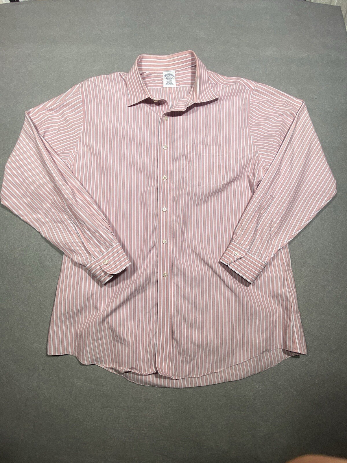 Brooks Brothers Shirt Mens Xl Pink Striped Regent Button Up Long Sleeve Non Iron