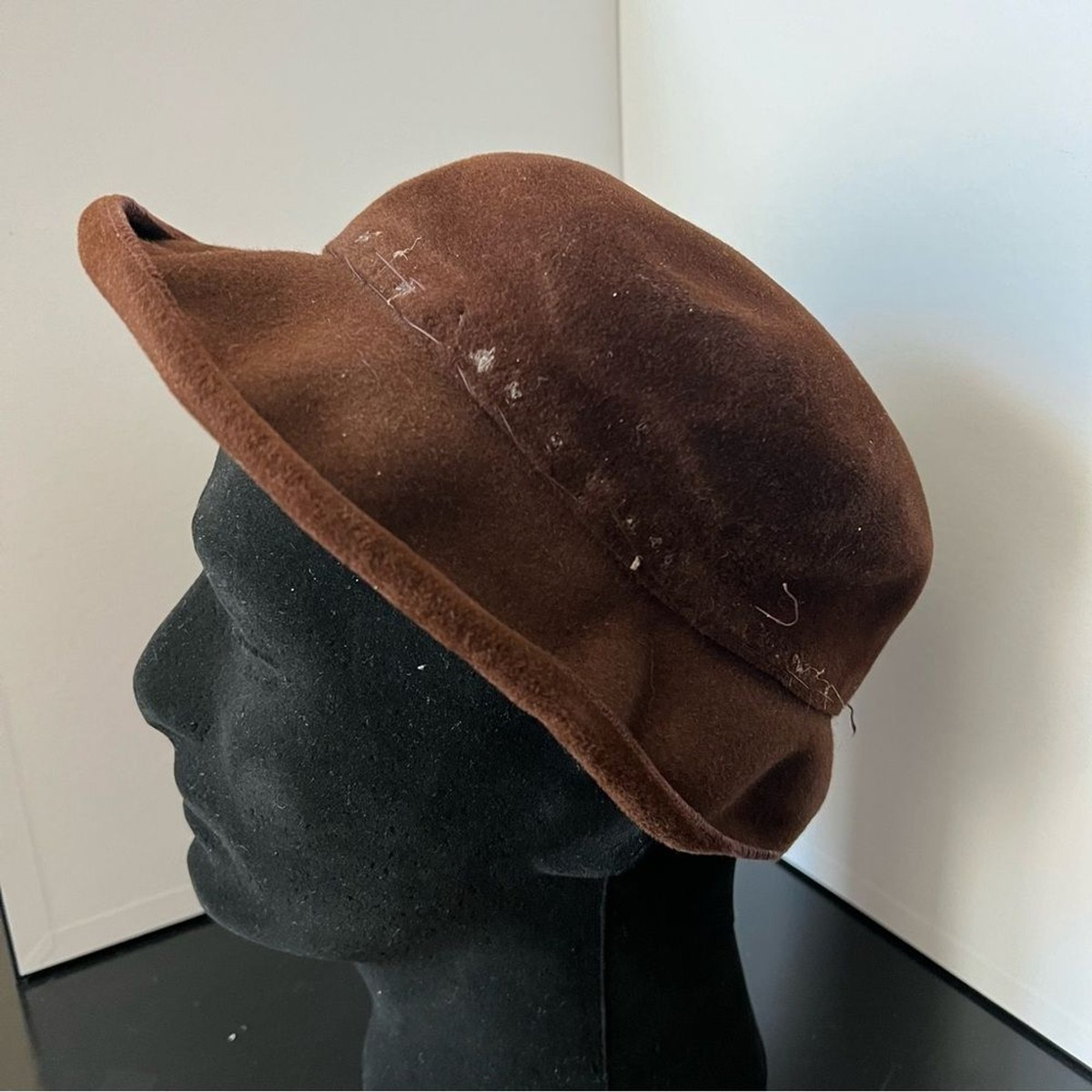 Vintage Flechats Roos Bros Ladies Brown Fedora Bucket Hat 