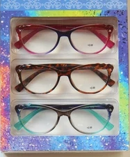 NANETTE LEPORE 3 PACK PREMIUM READING GLASSES READERS +1.50+2.00+2.50 NEW 