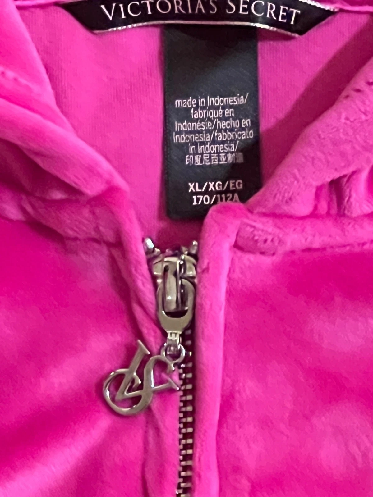 UNDERCOVER Felpa con cappuccio rosa Victoria Secret firma donna tagliata taglia XL