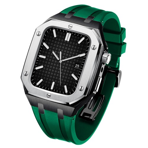 AP Royal Oak Mod Kit For Apple Watch Series 42/44/45mm Steel Case + Rubber Strap - Zdjęcie 16 z 86