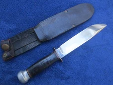 ANTIQUE ORIGINAL US MARBLE`S 8" BLADE IDEAL KNIFE AND ORIGINAL LEATHER SHEATH