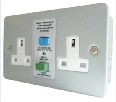 Eterna 13A 2 Gang Metalclad Twin Unswitched RCD Socket