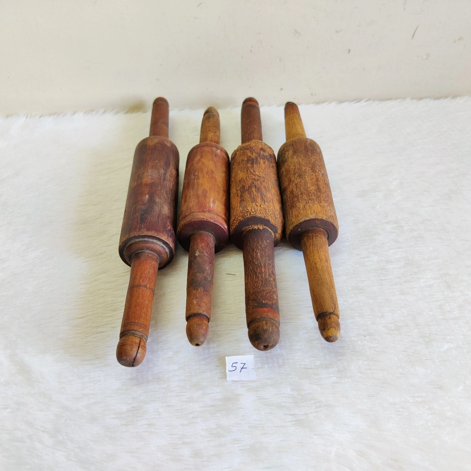 Vintage Original Handmade Tortilla Bread Bakers Wooden Rolling Pin 4Pc 57
Opens in a new window or t