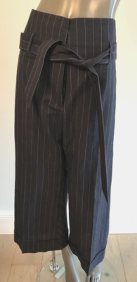 BRUNELLO CUCINELLI grau Gr. 36 (dt.) Halbleinen Nadelstreifen Hose Gürtel NEU