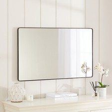 Image of Wall Mirror Chic Medium Rectangular - Black Metal Rectangle Frame 100 x 60cm