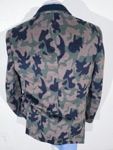 40 M Velvet Dinner Blazer Smoking Jacket Camouflage Frogskin Sport Coat poly - Picture 4 of 7