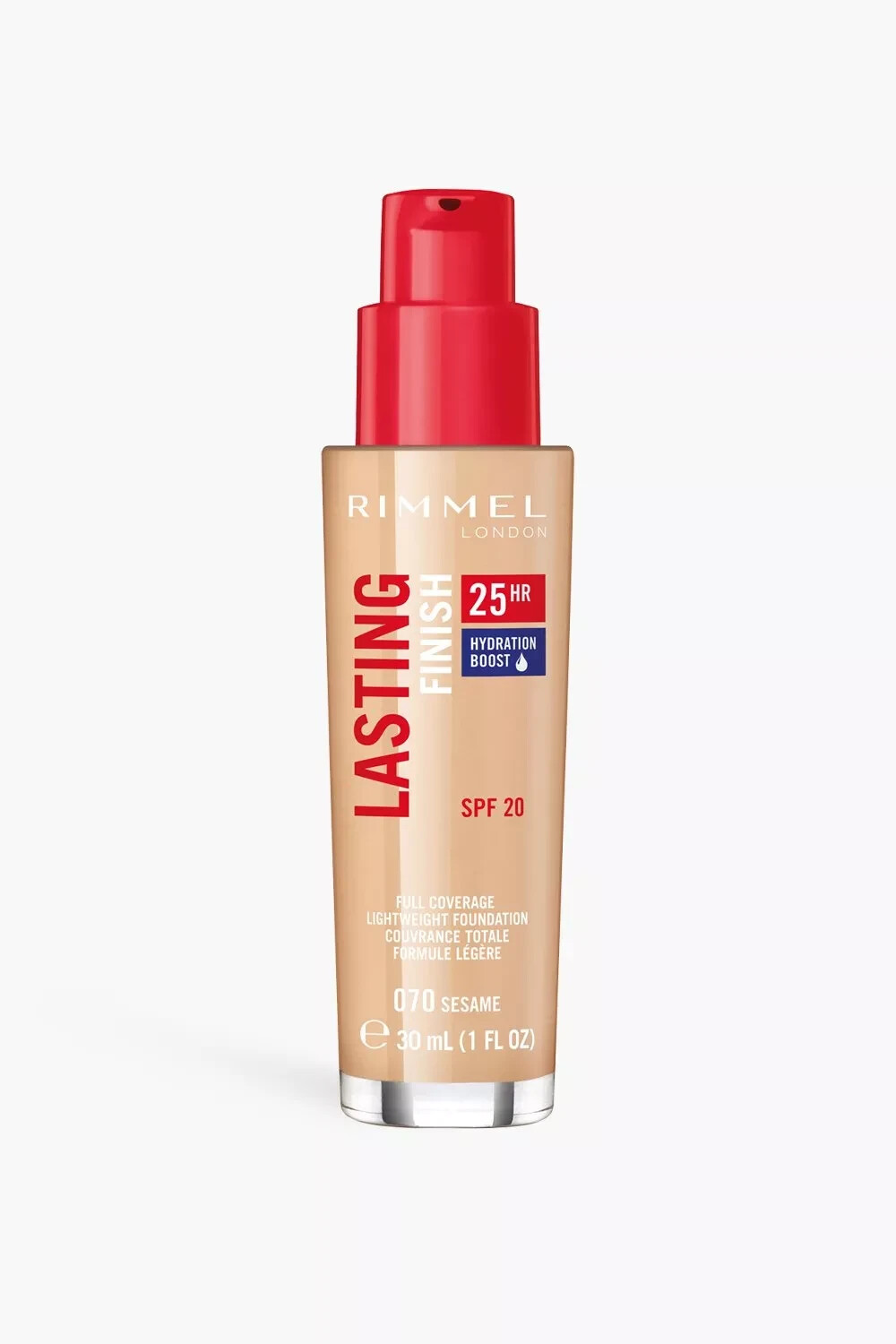 Rimmel Lasting Finish Hydration Boost 25HR Foundation SPF20 070 Sesame 30ml