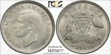 AUSTRALIA 1946 Sixpence GRADED MS64 coin